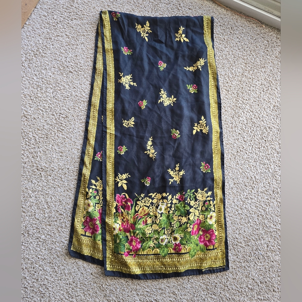 Smithsonian Institute silk scarf - 1994 Cascading Flowers silk scarf Victorian